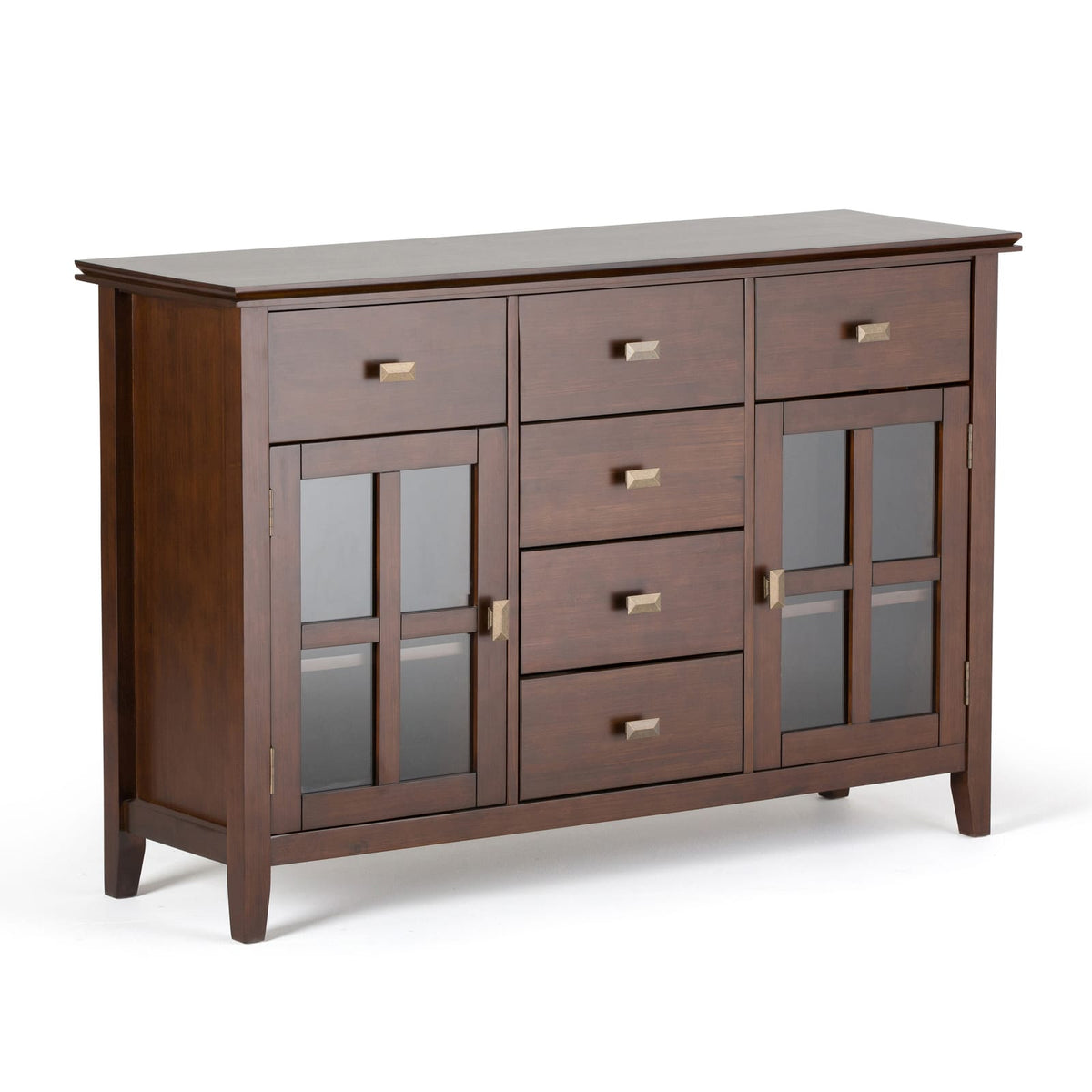 Dark Brown Wood Sideboard Buffet with Storage for Dining Room