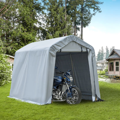 6' x 8' Light Grey Steel Carport - Outdoor Storage Tent