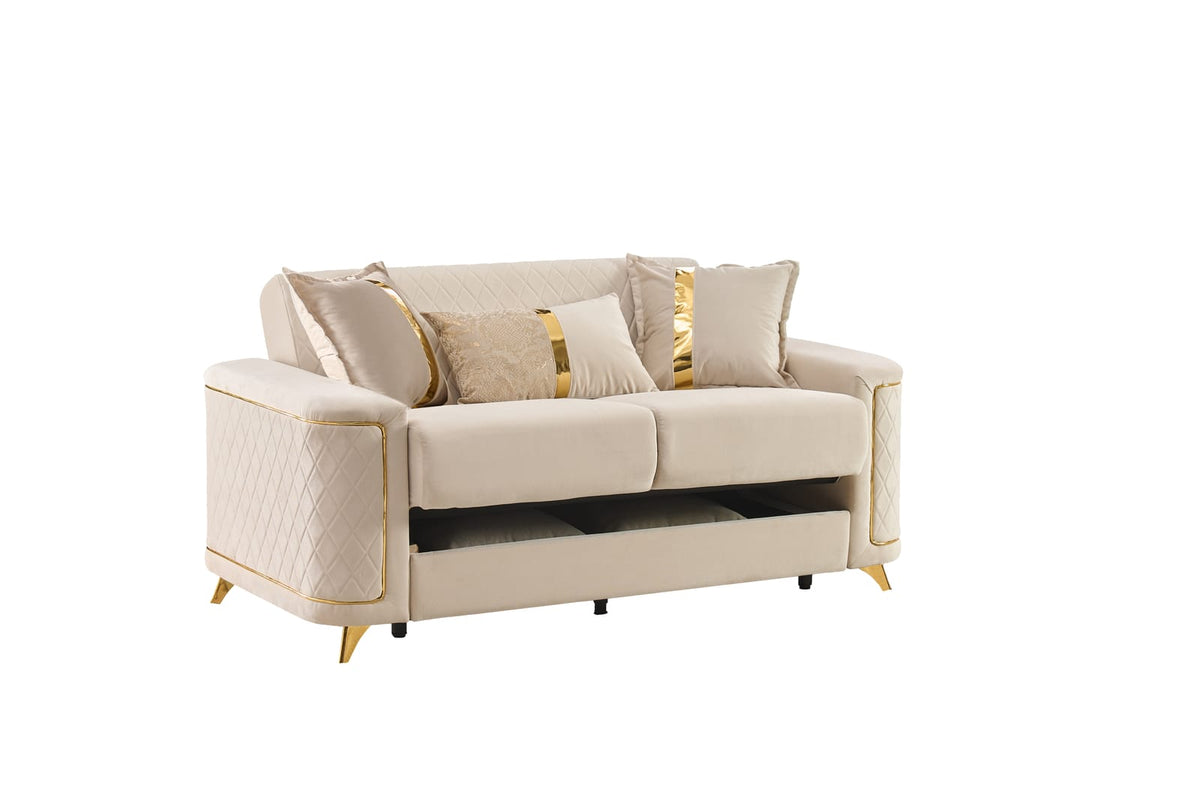 Ivory Chenille Modern Loveseat - 37" x 69.3" for Living Room