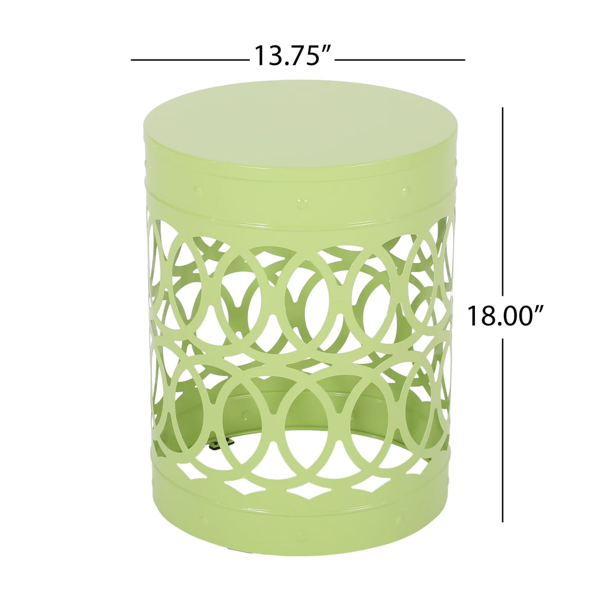Outdoor Metal End Table - Large, Green Iron