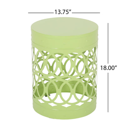 Outdoor Metal End Table - Large, Green Iron