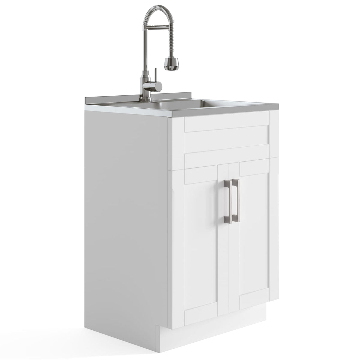 Hennessy Laundry Cabinet - White, 24" Storage with Sink & Faucet