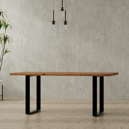 72 Inch Natural Acacia Wood Dining Table - Modern Industrial Style