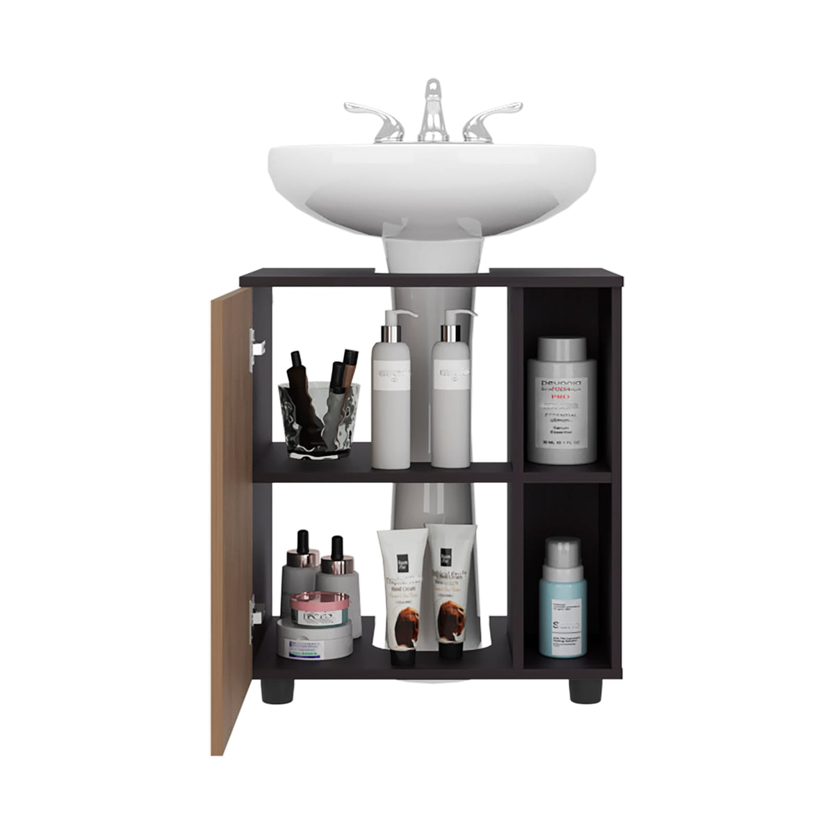 Multi-Colored Bathroom Vanity with Storage Shelves