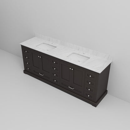 Espresso Double Bath Vanity - 84" W with Carrara Marble Top