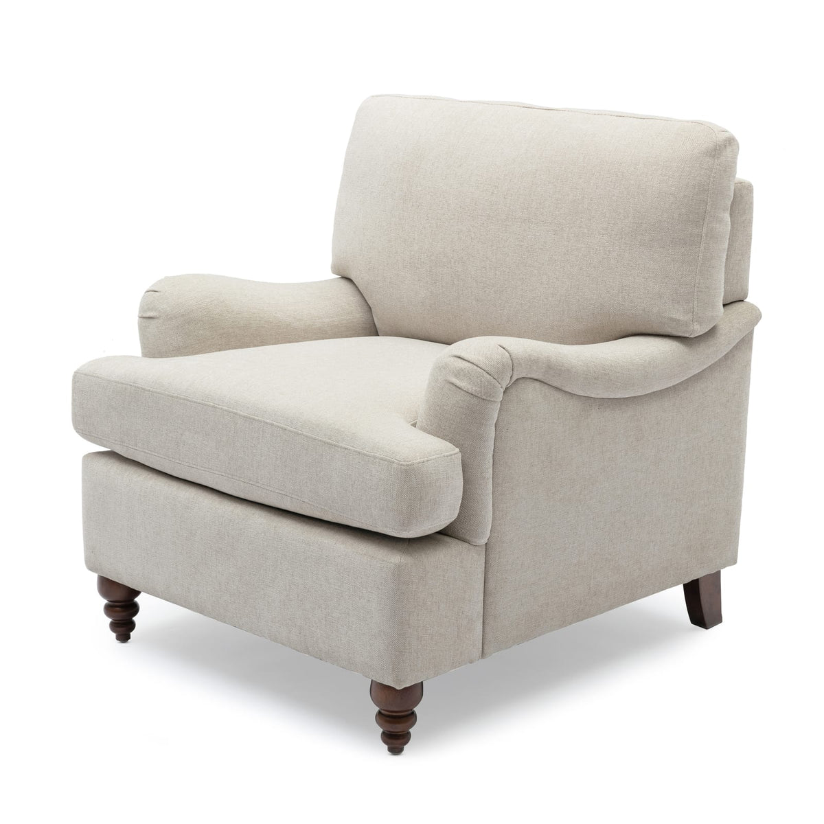 Light Beige Polyester Arm Chair - 35.5" Seat for Living Room