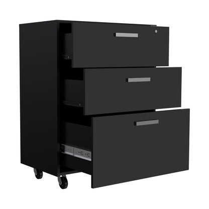 Black 3-Drawer Storage Cabinet - Modern Style for Living Room