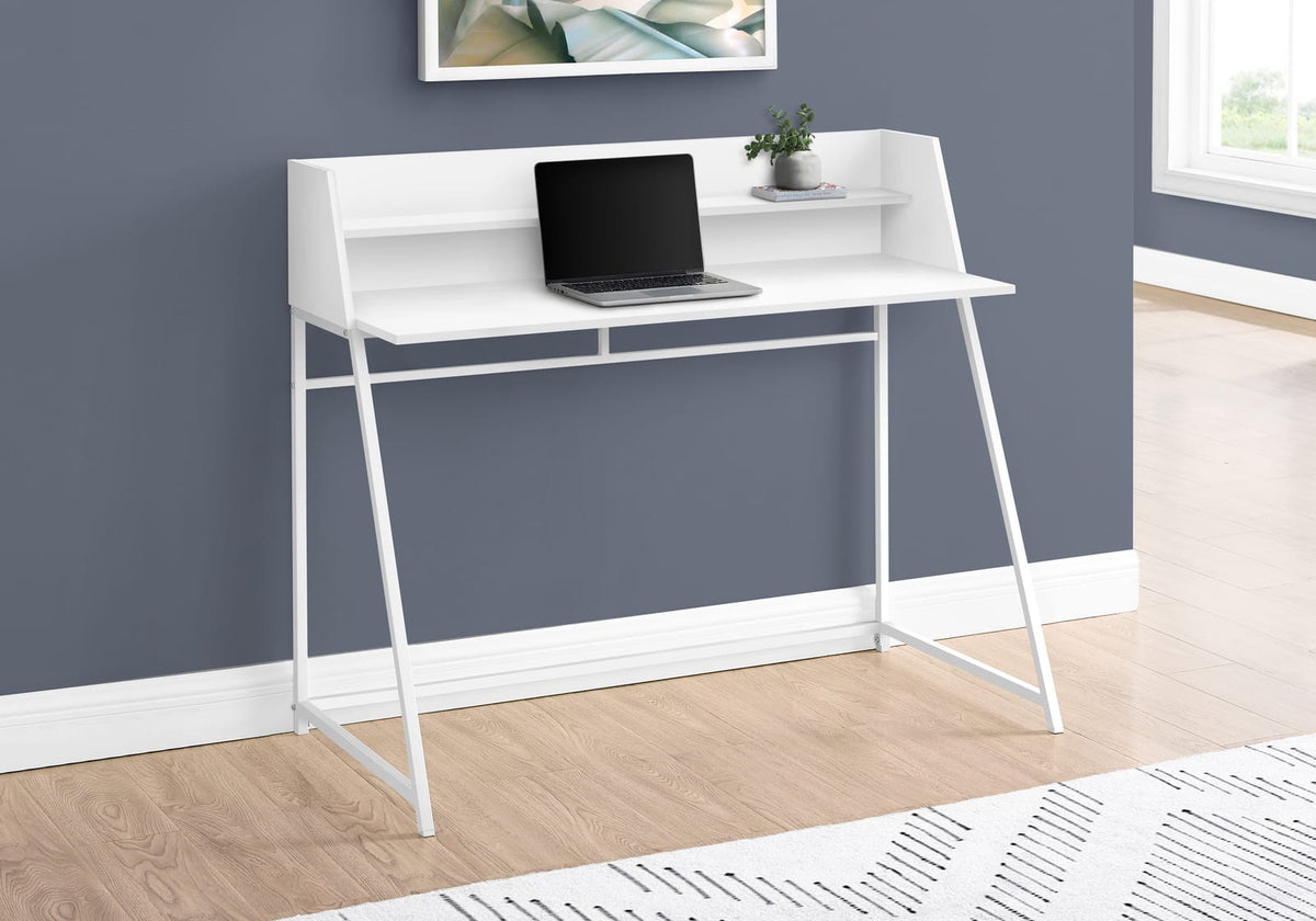 White Particle Board Computer Desk with Hutch for Home Office