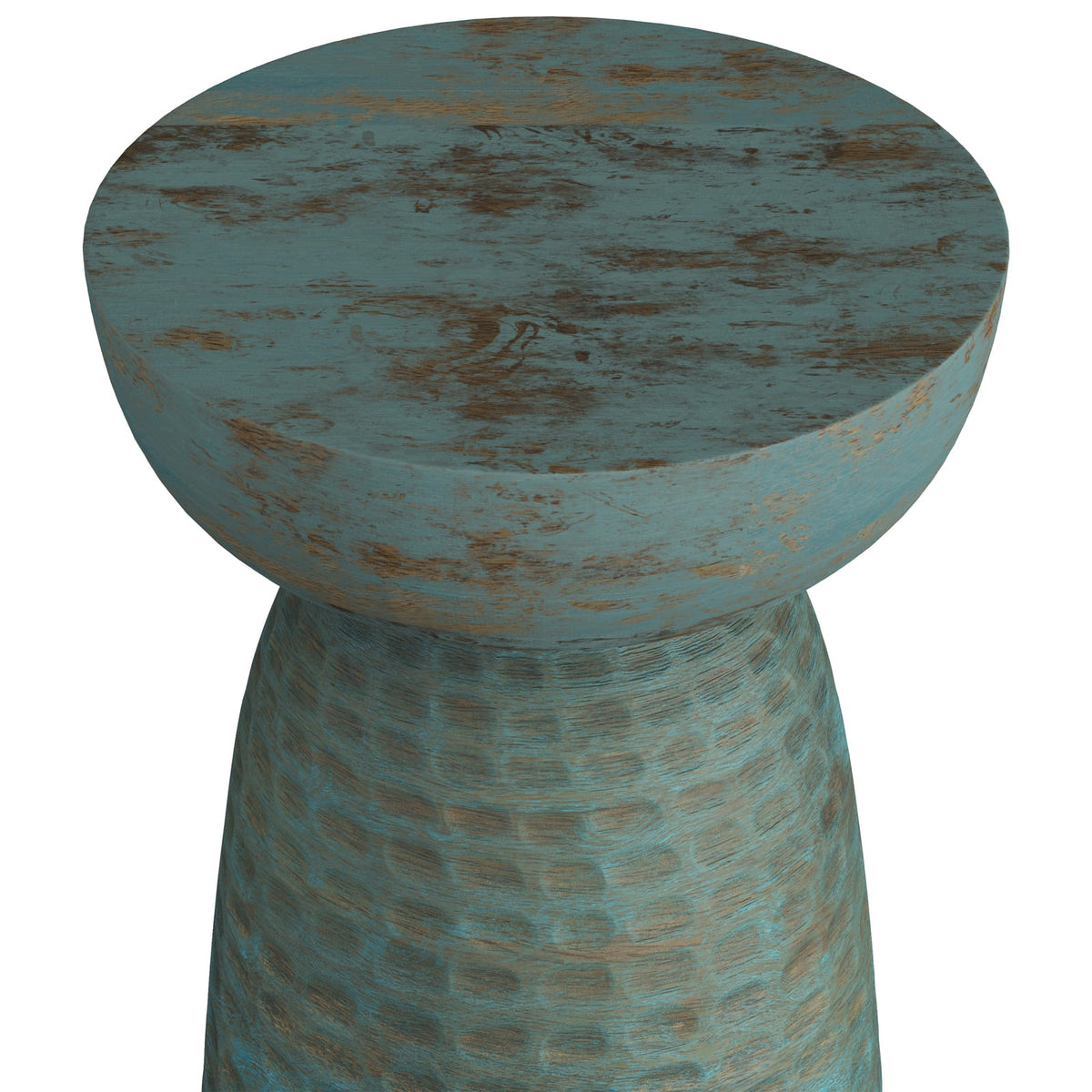Blue Mango Wood Accent Table - 12.6" for Living Room