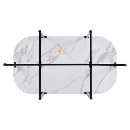 White Black Dining Table Set - 3 Piece Tabletop