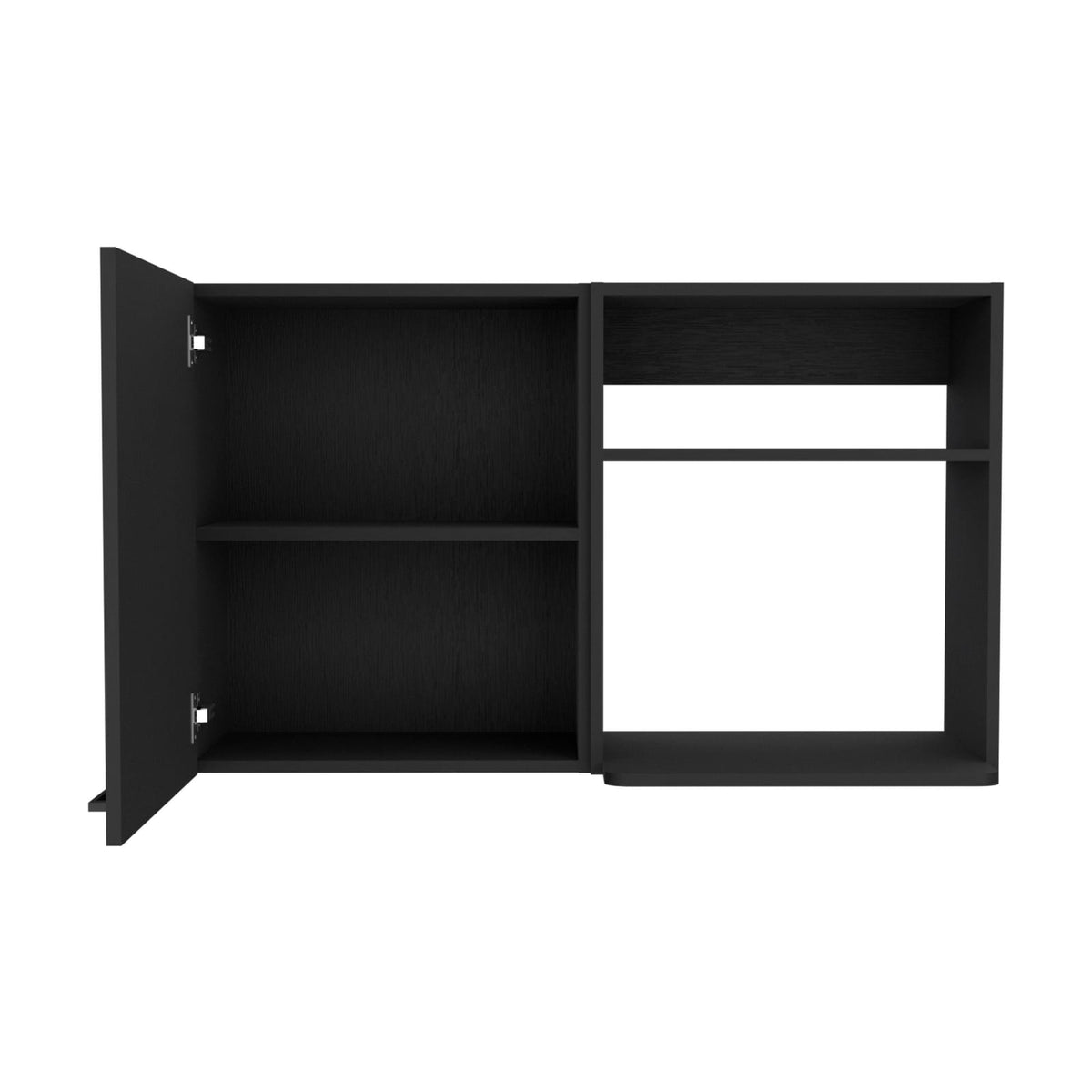 Black Particle Board Cabinet with Shelves for Kitchen Storage for Living Room