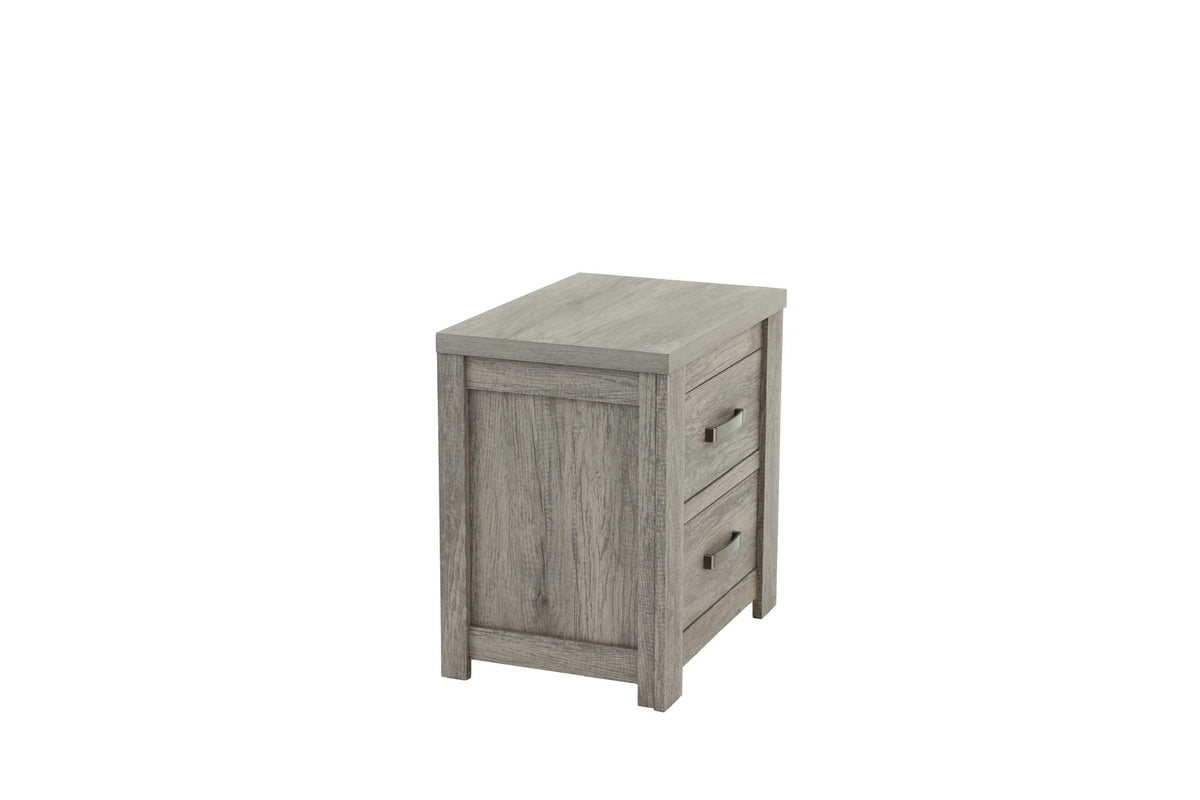 Light Gray Wood Nightstand with 24" Width for Bedroom Storage