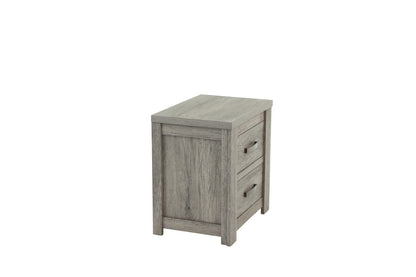 Light Gray Wood Nightstand with 24" Width for Bedroom Storage