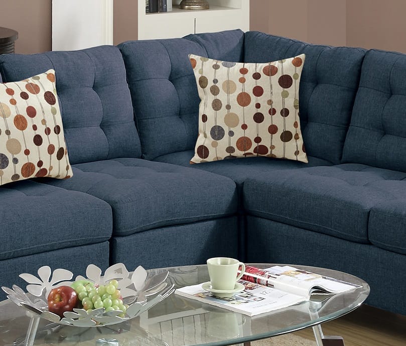 Modular Navy Sectional Sofa - 5 Seat, Polyfiber Fabric