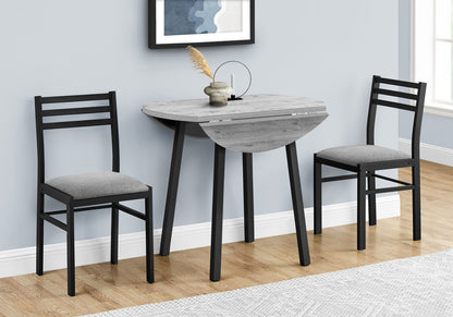 Grey Drop Leaf Dining Table Set with 2 Chairs for Kitchen for Dining Room
