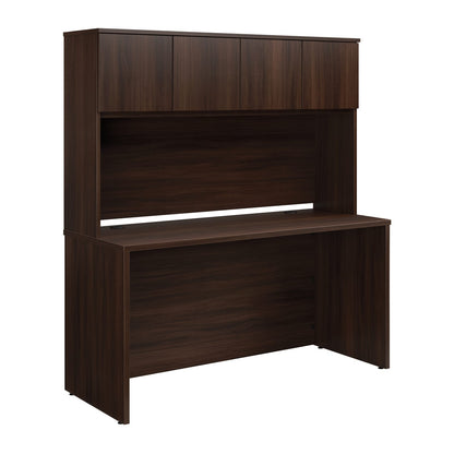 60" Desk With Hutch - Brown Engineered Wood Office Storage