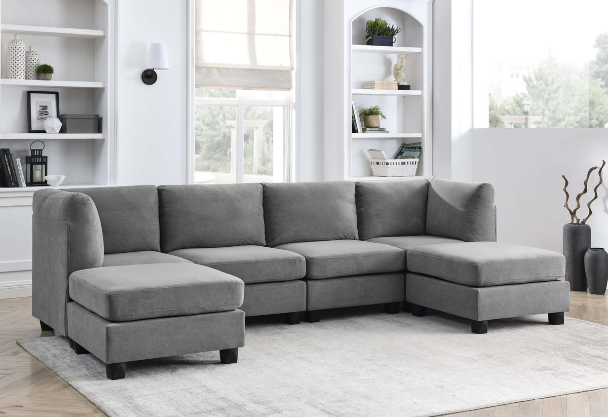 Dark Gray Modular Sectional Sofa - 6 Seat