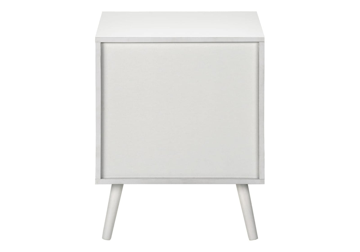 White Accent Table with Storage Drawers - Nightstand or End Table for Living Room