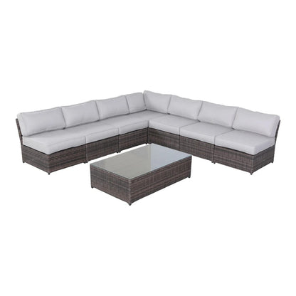 Brown Wicker Patio Furniture Set 8 Piece Outdoor Seating