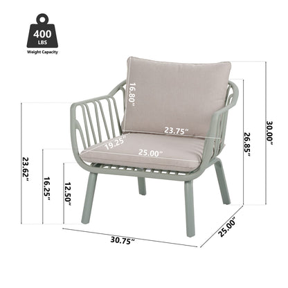 Beige and Green Outdoor Patio Chair Set for Garden or Poolside