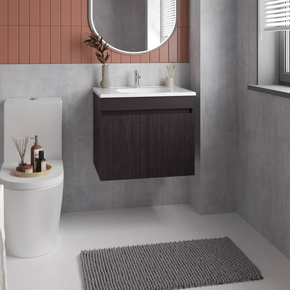 Black Bathroom Vanity with Double Doors - MDF Storage