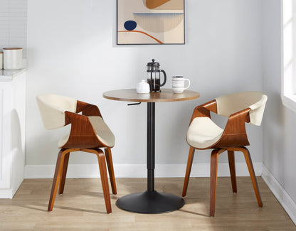 Walnut Bar Table - Adjustable Height Metal Top for Dining Room