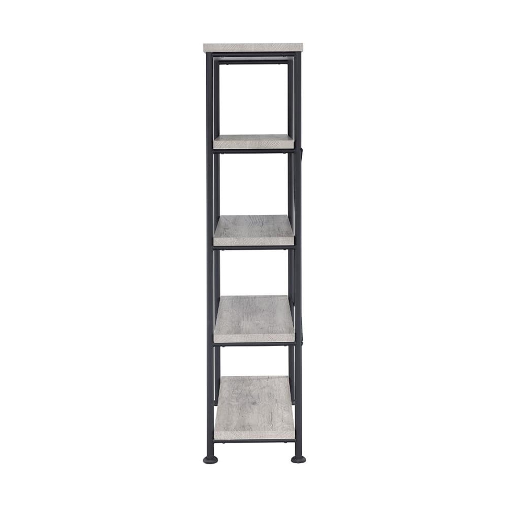 4-Shelf Bookcase with Metal Frame - Grey Driftwood