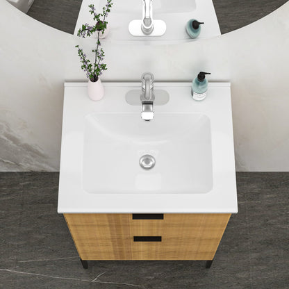 24 Inch White Ceramic Bathroom Vanity with Sink