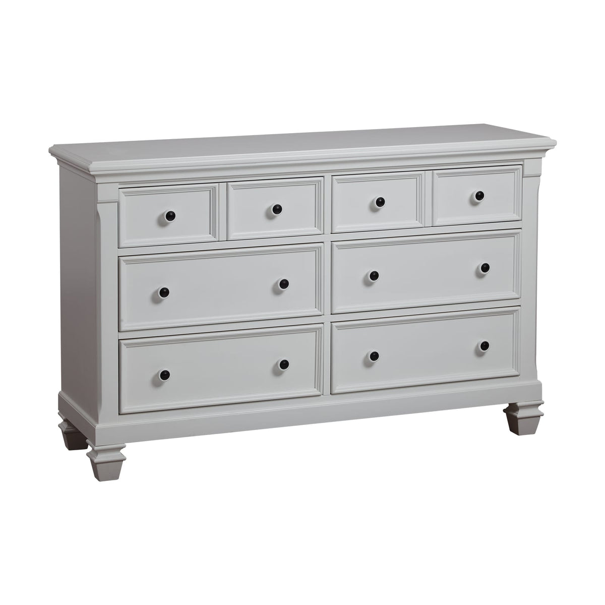 White Solid Wood 6 Drawer Dresser for Kids