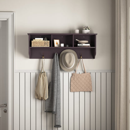 Espresso MDF Entryway Coat Rack with Hooks - 38.58"W