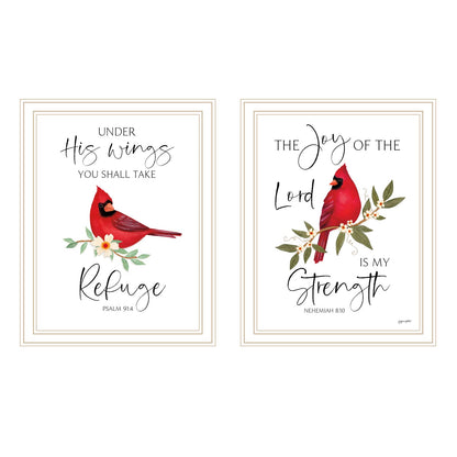 Wood & Paper Framed Wall Art - Cardinals Red White Bedroom Decor