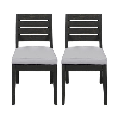 Light Grey Acacia Wood Dining Chairs - Set of 2 Outdoor Armless Patio Seating