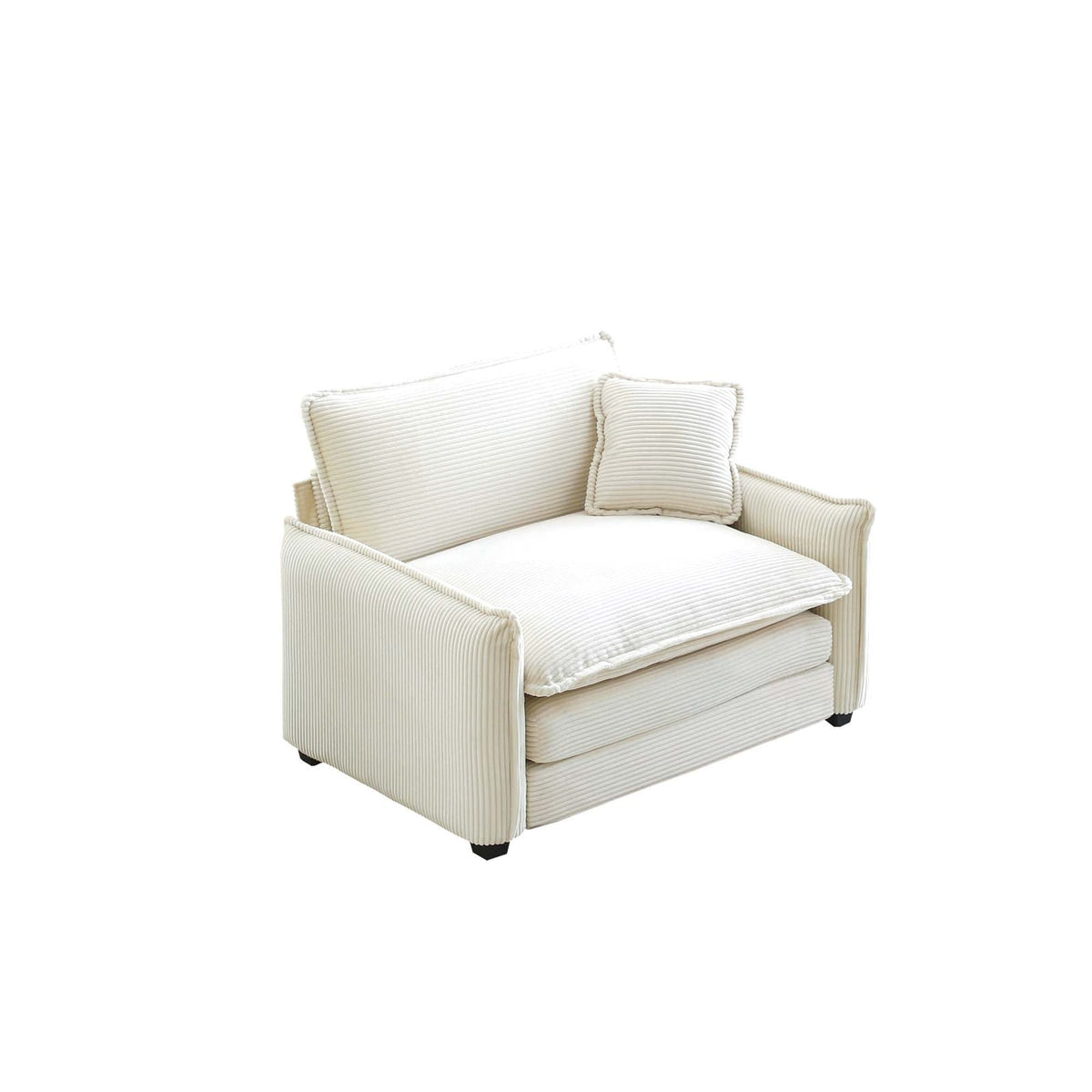 Beige Corduroy Single Sofa - Comfortable Club or Bedroom Seat for Living Room