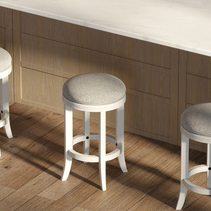 White Counter Height Barstool - Comfortable Swivel Seat
