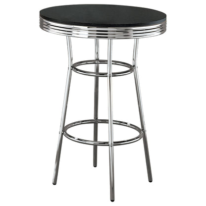 Black and Chrome Round Bar Table - Kitchen Dining