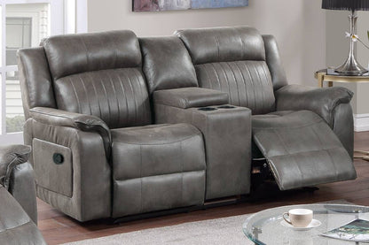 Blue Grey Faux Leather Reclining Loveseat 73" Primary Living Space