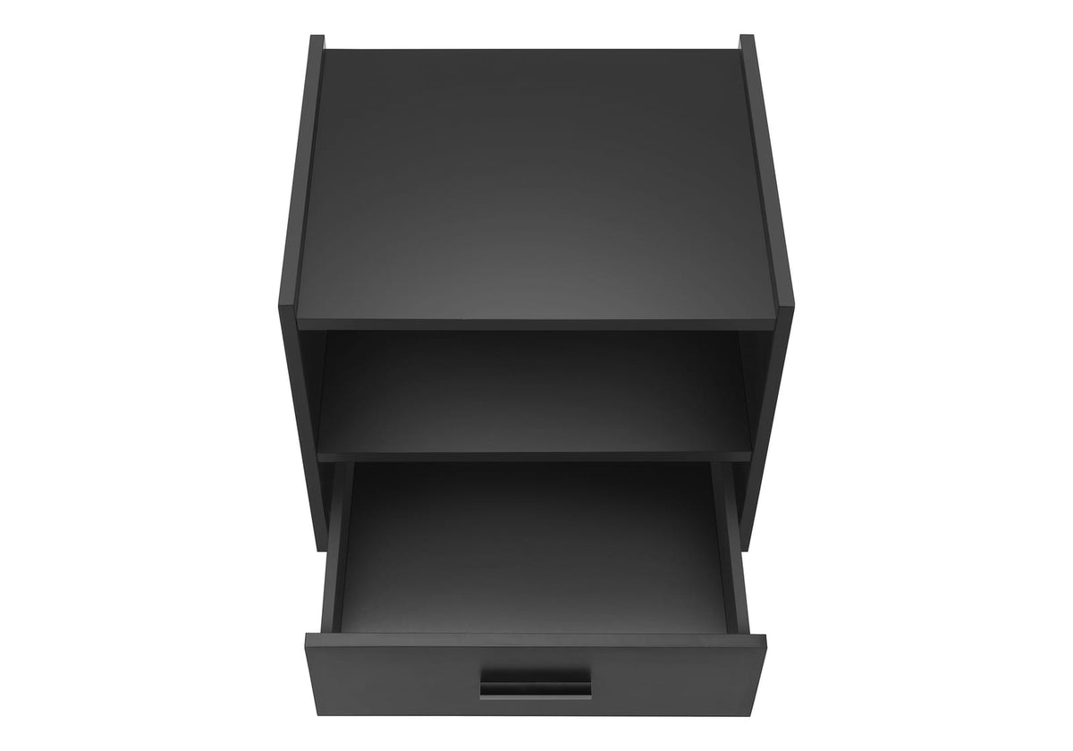Black Laminate Storage Accent Table - Nightstand & End Table