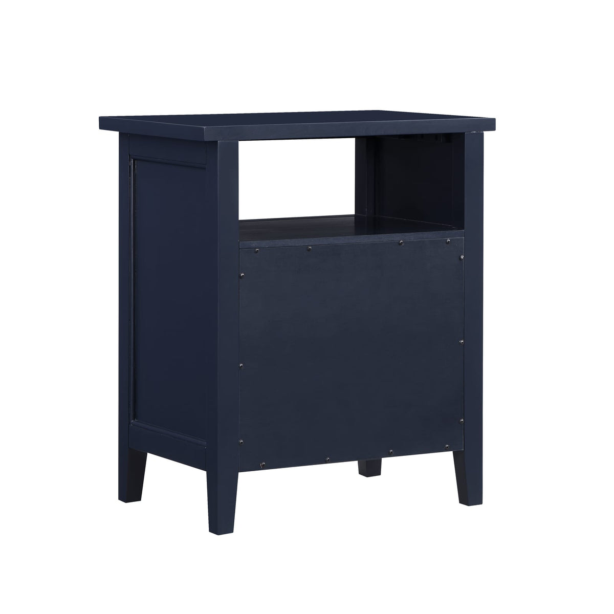 Dark Blue 2 Drawer Nightstand Solid Wood MDF