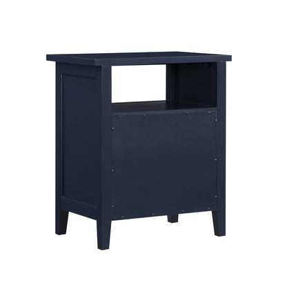 Dark Blue 2 Drawer Nightstand Solid Wood MDF