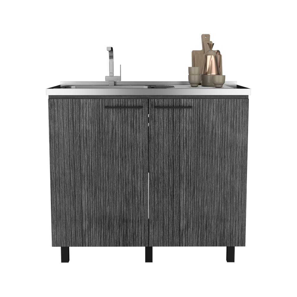 Burwood Utility Sink Cabinet - Gray, Particle Board Kitchen Storage