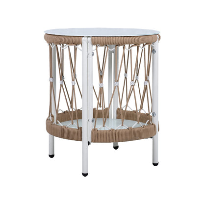 17.32" Bohemian Garden Accent Outdoor Side Table - Handwoven Rope with