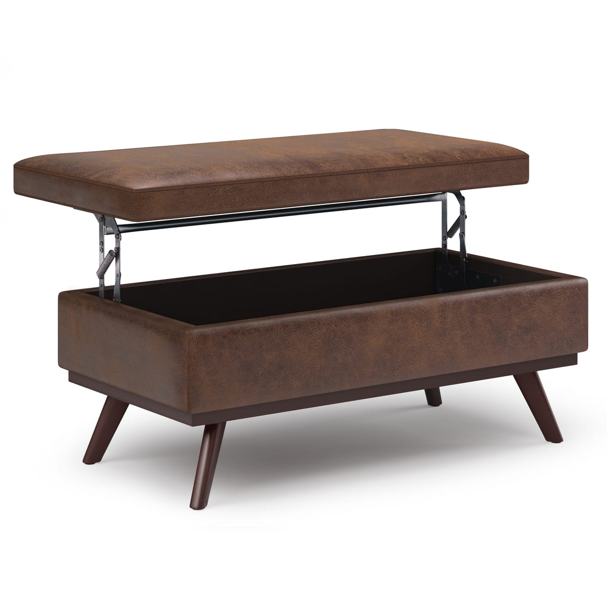 42 Inch Dark Brown Lift Top Ottoman with Storage