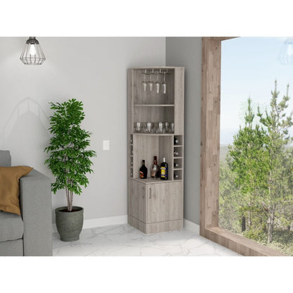 Light Gray Seattle Bar Cabinet - 8 Bottle Storage