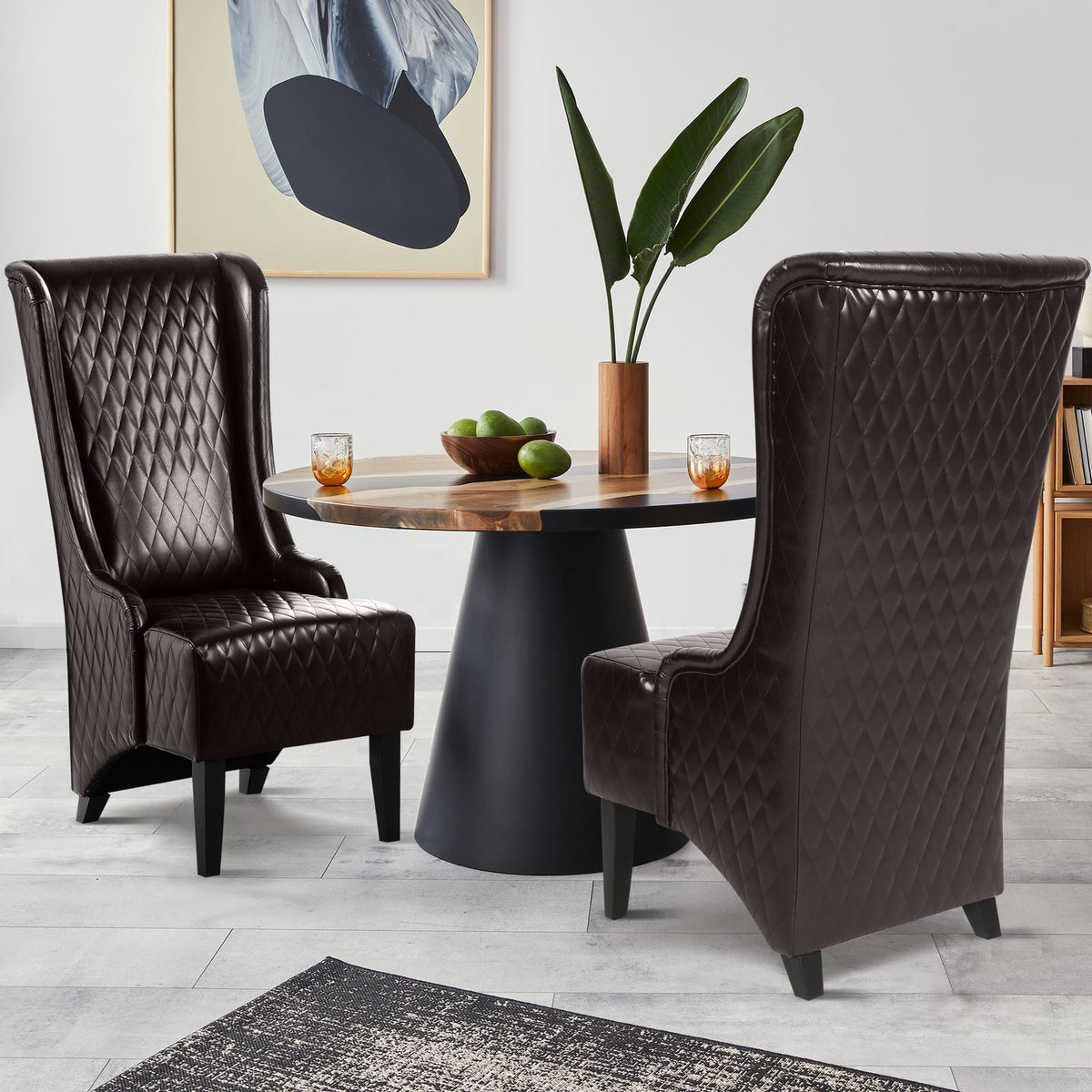 23" Wide Dark Brown Faux Leather Accent Chair - High Back, Soft Padded