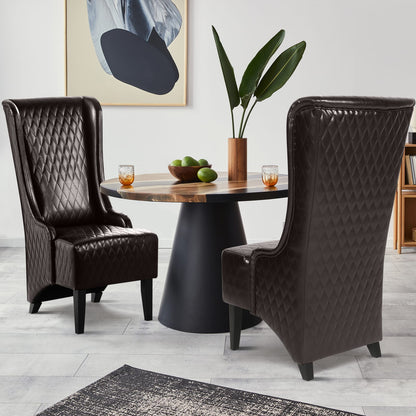 23" Wide Dark Brown Faux Leather Accent Chair - High Back, Soft Padded