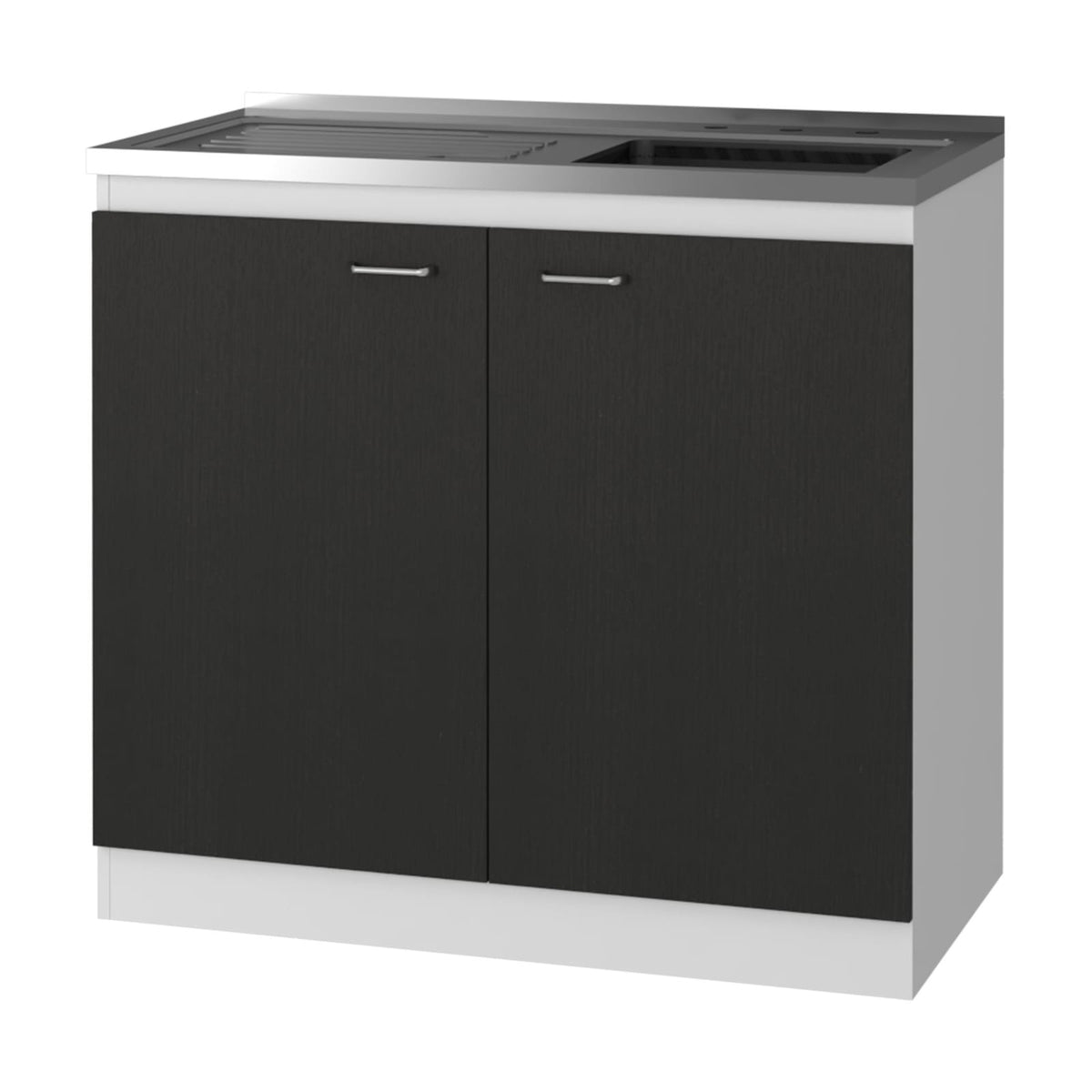 Black 2-Door Cabinet with Sink - Kitchen Storage