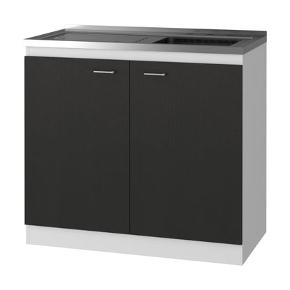 Black 2-Door Cabinet with Sink - Kitchen Storage