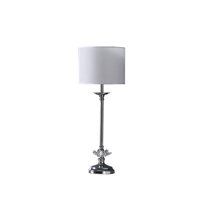 White Metal Table Lamp - Crystal Floral Shade