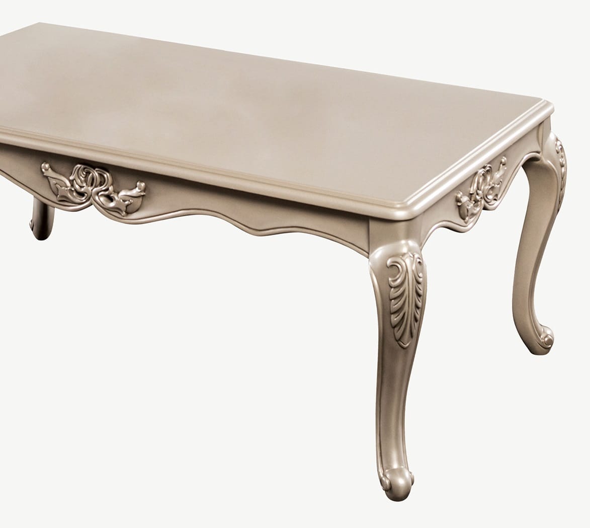 Champagne Solid Wood Coffee Table - 48" Curved Leg Design