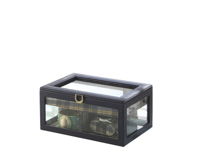 Blue Glass Jewelry Case Watch Display - 9.8" Long for Bedroom